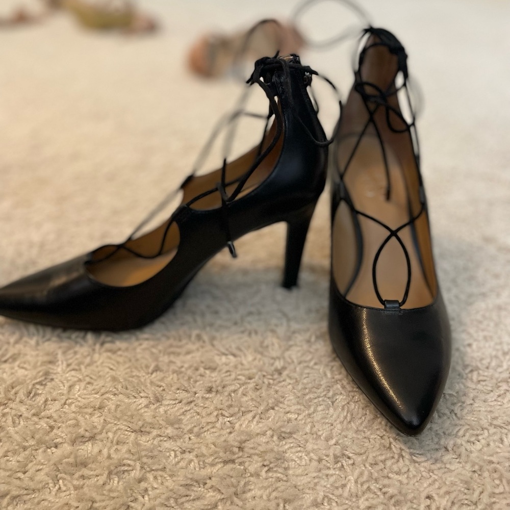 Black strappy pumps